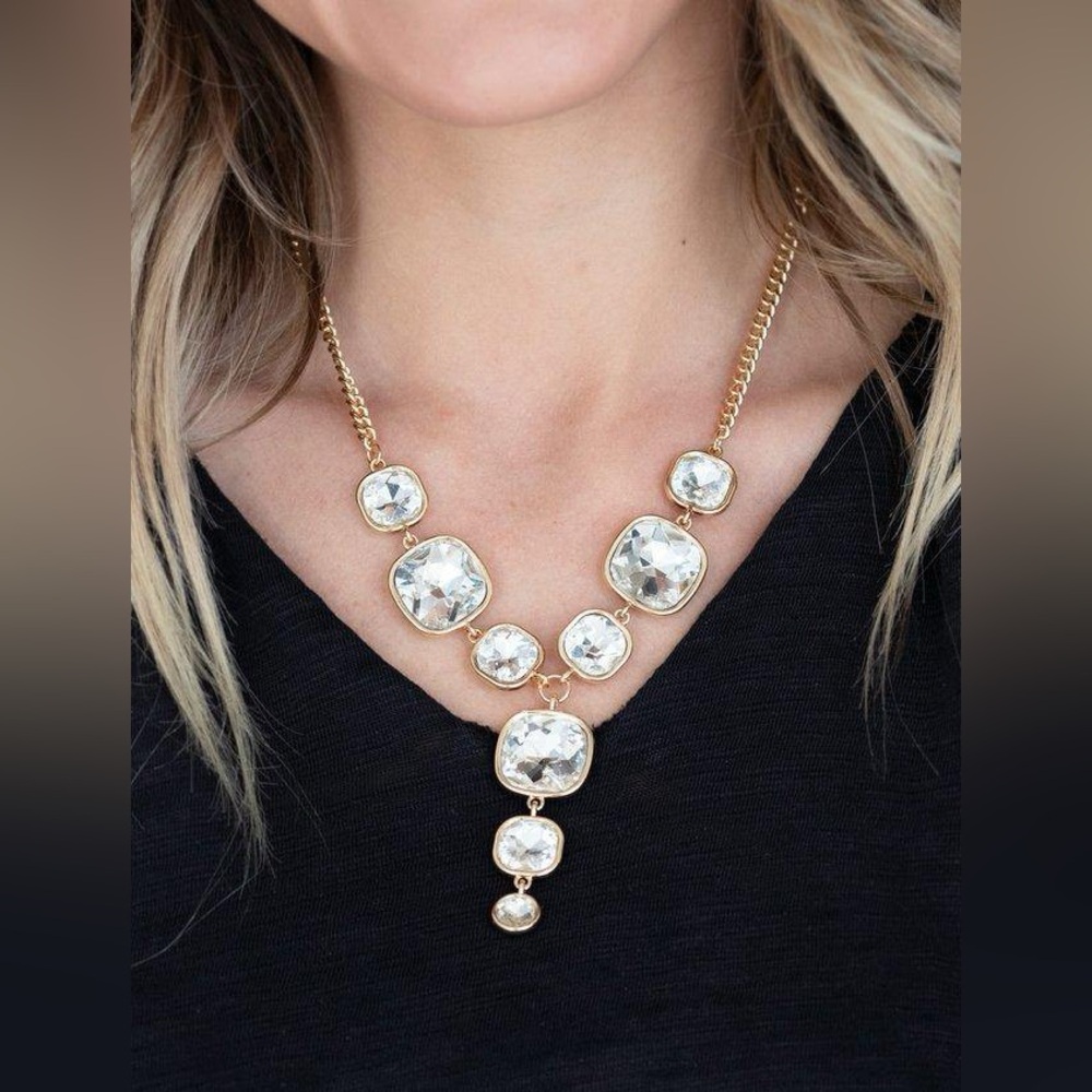 Paparazzi Gold Necklace with Clear Accents
